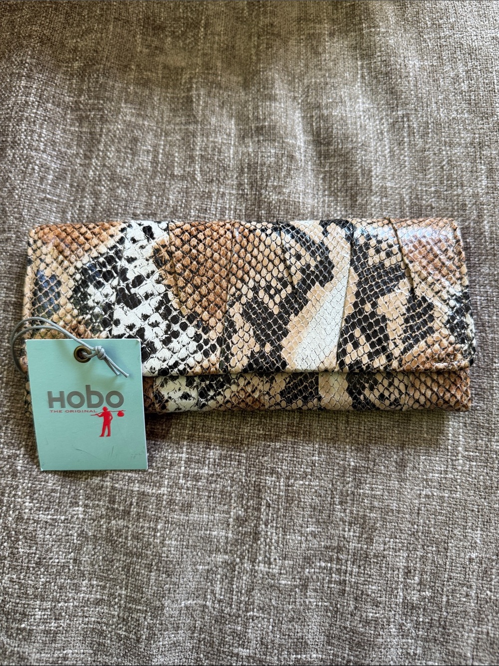 HOBO Multi-Tone Snake Print Leather Fold Wallet